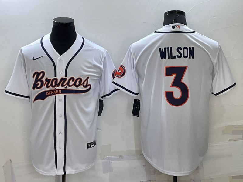 Men Denver Broncos #3 Wilson White 2022 Nike Co branded NFL Jersey